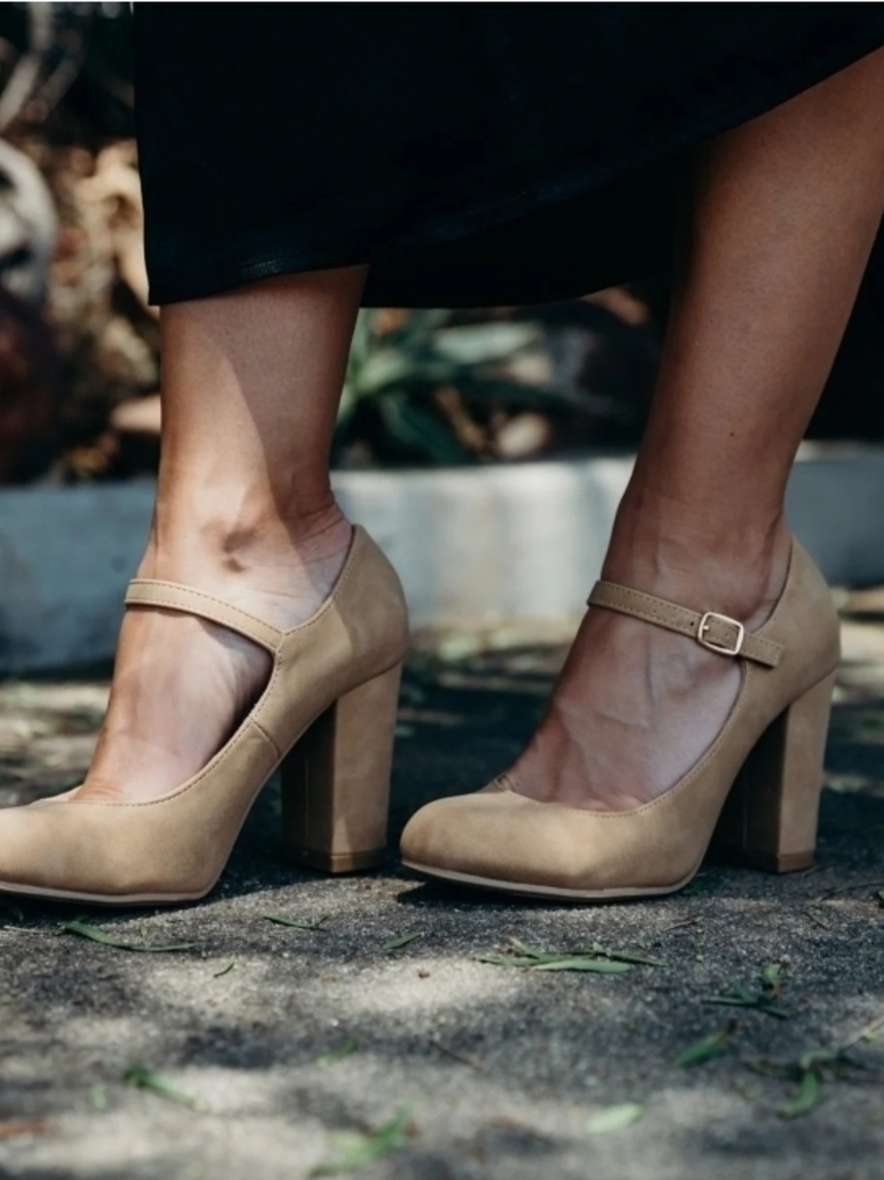 Skippy By J. Adams-Mary Jane Block Heel Pumps In Natural Nubuck - Picture 13 of 14